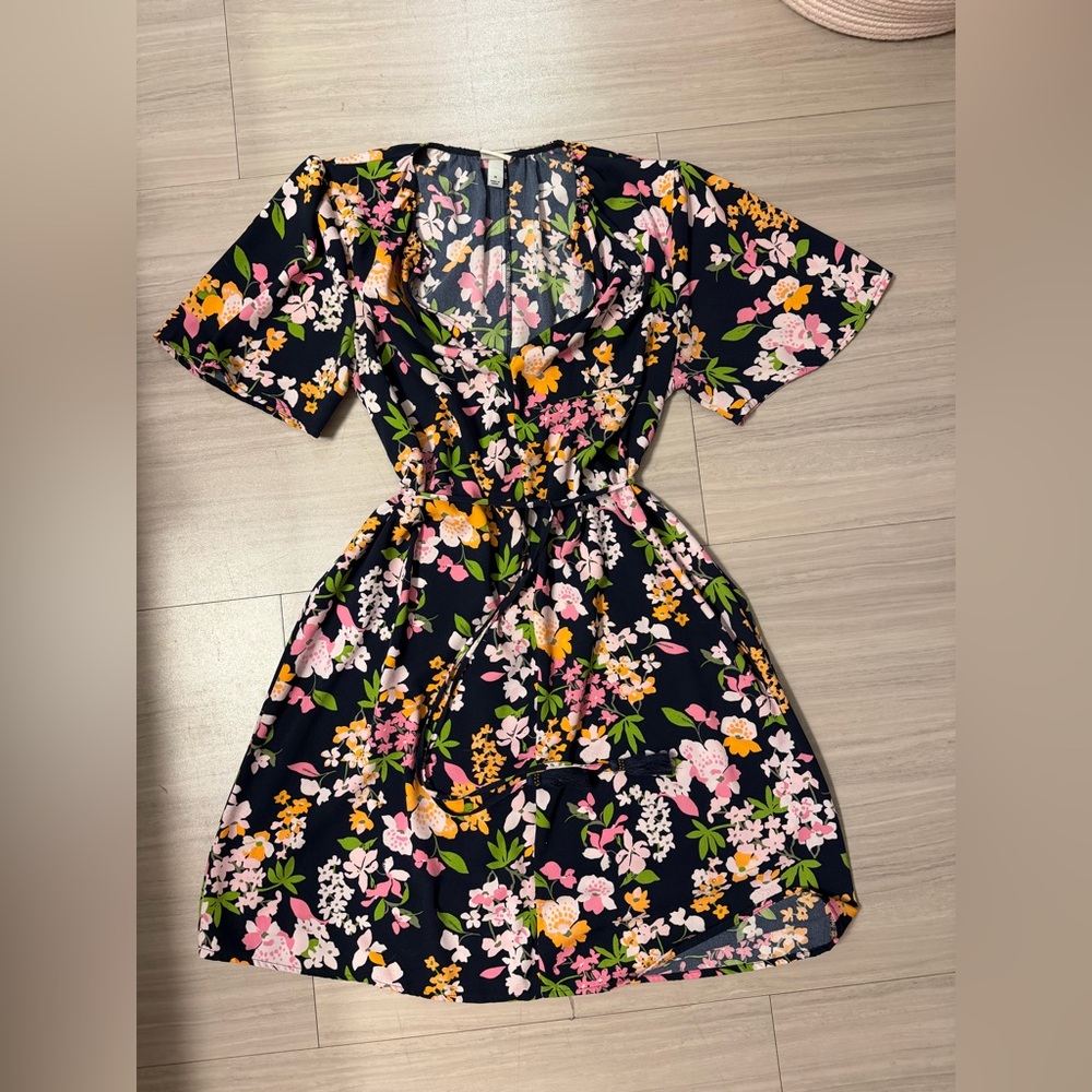 DONATING SOON- A NEW DAY Floral Wrap Midi Crew Neck Dress